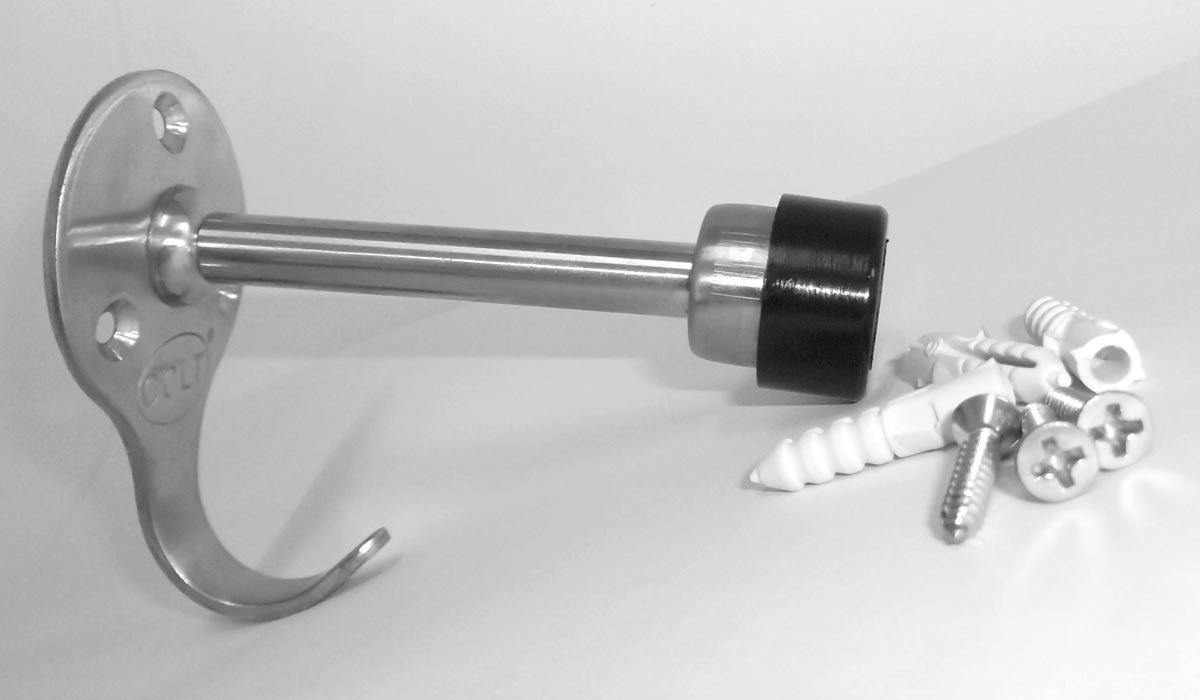 30013 Türstopper mit (Kleider)Haken, für Wandmontage