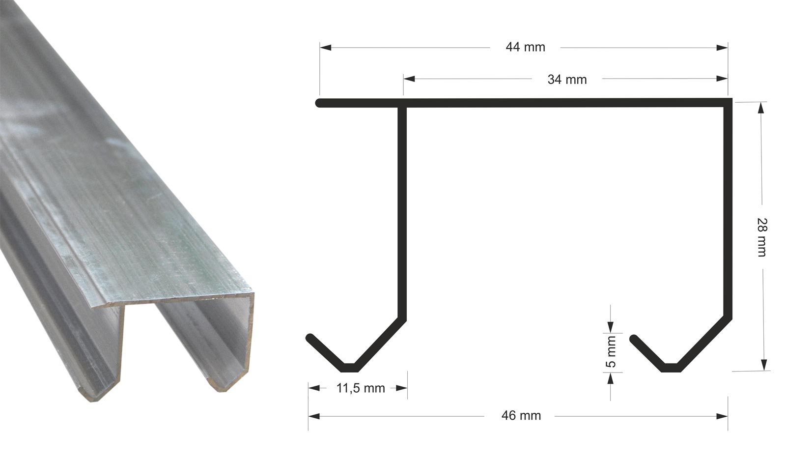 30135_1b Doppellaufschiene 1,95 m + 4 Rollenbeschläge