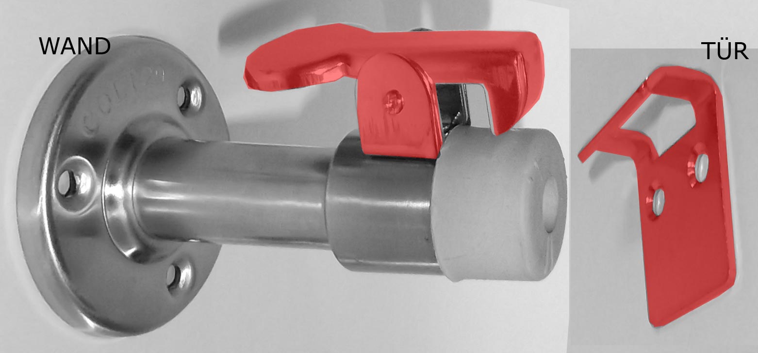 30012schema2 Türstopper mit Feststeller, für Wandmontage