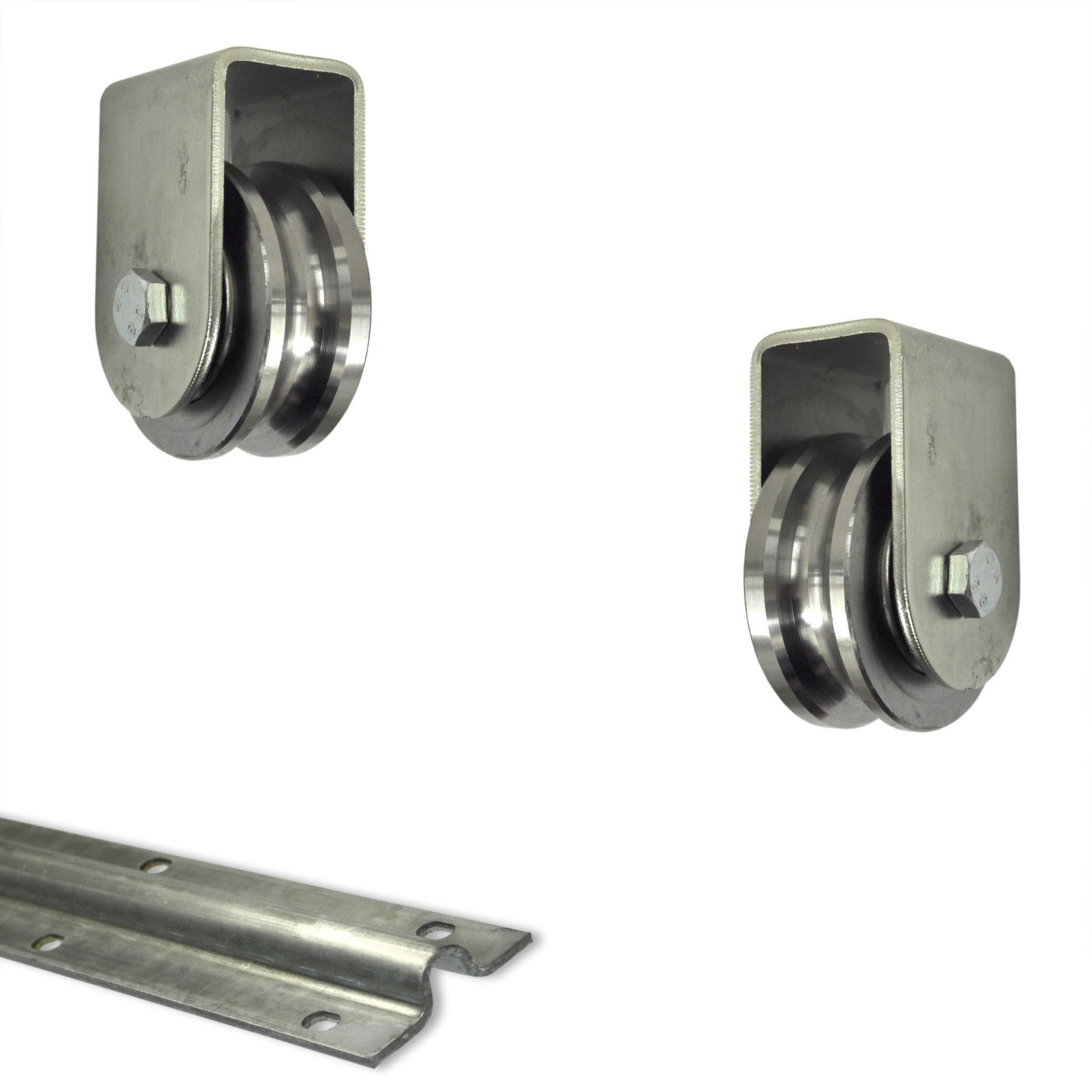 30064x2-30201x1_galerie 3m Schiene Rundprofil + Stahlrollen Ø 76mm