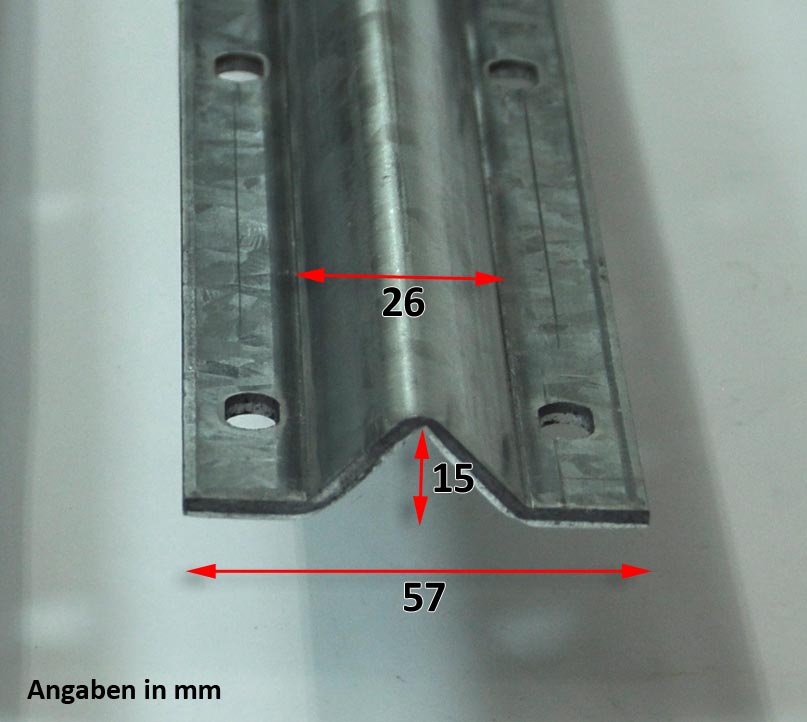 30202_h-hen_bemassung 3m Schiene Spitzprofil + Stahlrollen Ø 62mm