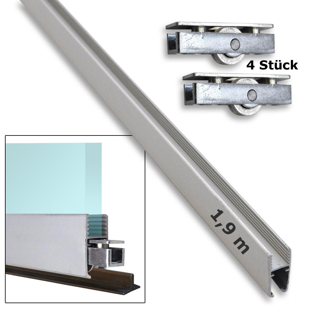 30335_30321x4_galerieYQC70V9yATPhB Einfachschiene 1,9m + Montageschiene + Laufrollen + Deckenführung