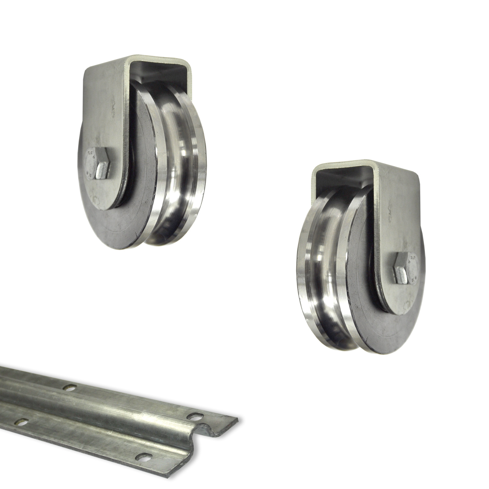 30065x2-30201x1_galerie 3m Schiene Rundprofil + Stahlrollen Ø 102mm