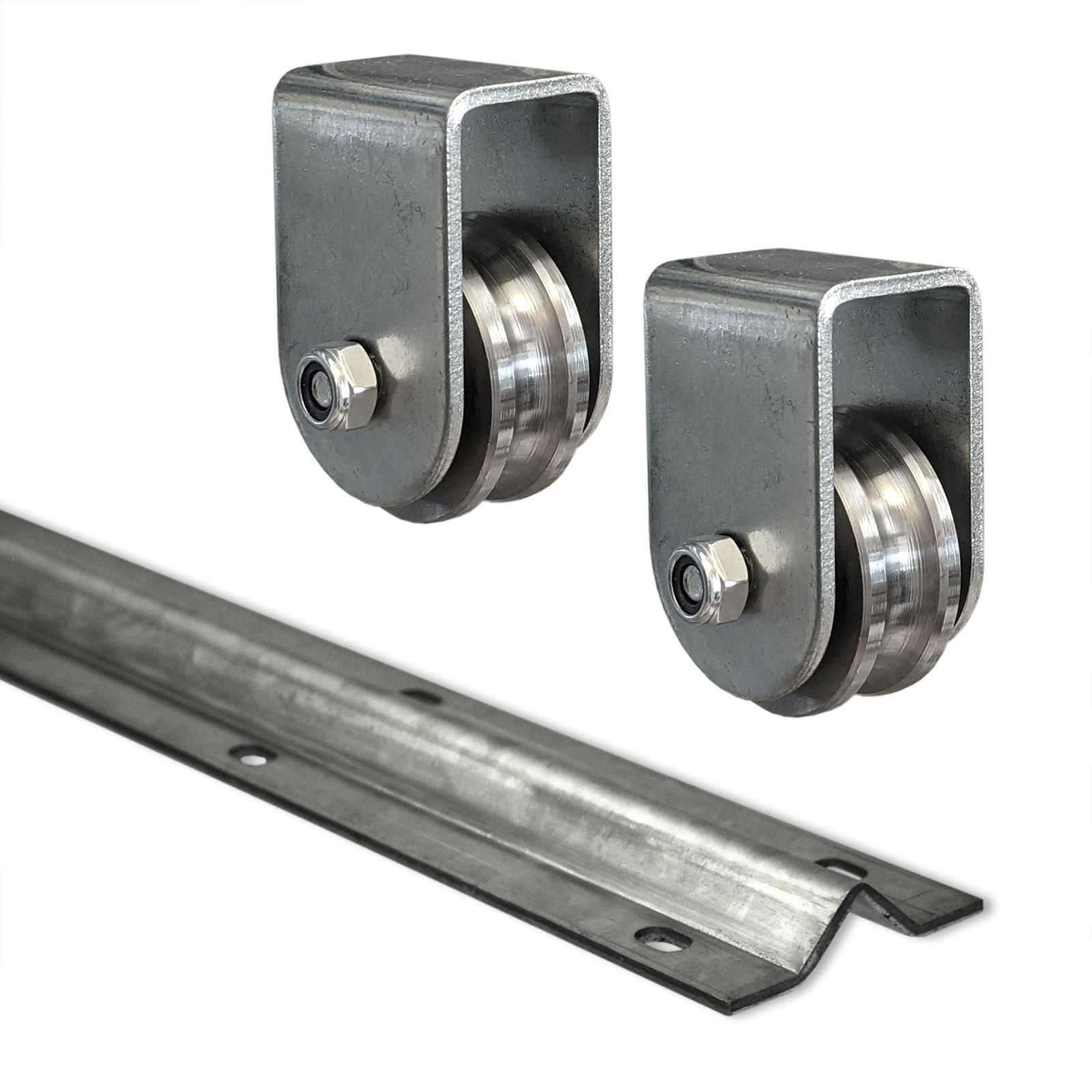 30202-30200-30062_1b 3m Schiene Spitzprofil + Stahlrollen Ø 62mm