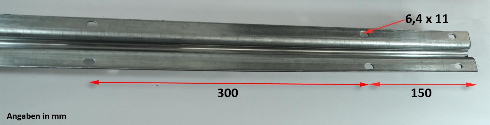 30201_loch_bemassung 3m Schiene Rundprofil + Stahlrollen Ø 76mm