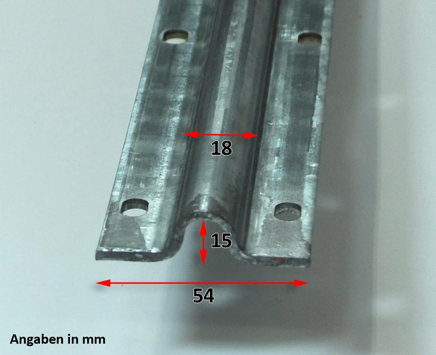 30201_h-hen_bemassung 3m Schiene Rundprofil + Stahlrollen Ø 76mm